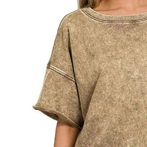 Camiseta Casual Elegante para Mujer, Manga Corta, Cuello Redondo, Mezcla de Algodón, Suave, Transpirable, Cómoda, Moda de Verano y Uso Diario - Product Image 4