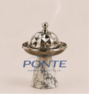 Modern Metal <b>Bakhoor</b> Burner with Natural Marble Base Premium Stainless Steel Geometric <b>Oud</b> Incense Holder For Home Decor - Product Image 3