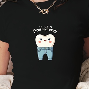 Tooth Jeans Oral High Jean Camiseta corta de moda para mujer - Product Image 2