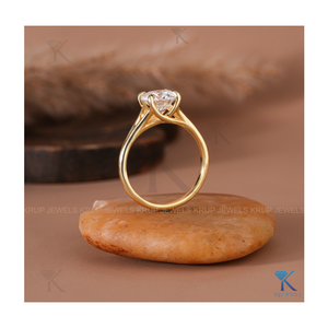 Elegant Round-Cut <b>Solitaire</b> Engagement <b>Ring</b> 925 <b>Silver</b> Diamond Band Bridal Wedding Anniversary Gift Jewelry for Women - Product Image 5