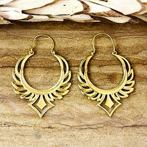 Nouvelle Arrivée Boucles d'oreilles créoles géométriques bohèmes tribales en laiton pour femme, plaqué or 18 carats, plaqué argent, filigrane, cercle, pour soirée - Product Image 1