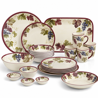 Collection d'assiettes, bols et tasses pour pique-nique en plein air, vaisselle légère et réutilisable pour patio, camping, caravane, restauration, ensemble de vaisselle en mélamine