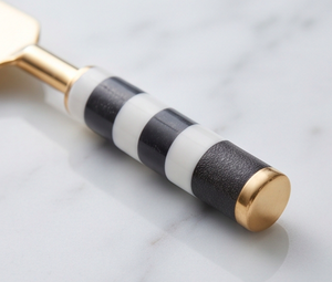 Ensemble de couteau et fourchette à fromage en acier inoxydable doré, 2 pièces, avec manche en pierre marbrée, durable pour une utilisation en cuisine - Product Image 2