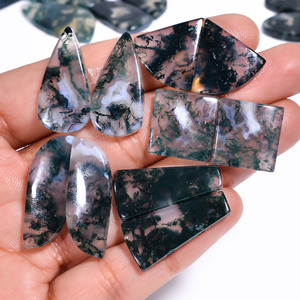 AMAN GEMS หินมอสอะเกตสีเขียวธรรมชาติ คู่คาโบชองแบบหลวม ปรับขนาดได้ คุณภาพสูง รับรองโดยบุคคลที่สาม สีเปลี่ยนแปลงได้ - Product Image 6