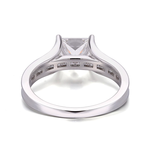 แหวนเพชรทรงปรินเซสคัท 1 กะรัต ทองคำขาว 10K รับรองโดย IGI แหวนแฟชั่นสำหรับผู้หญิง แหวนหมั้น แหวนแต่งงานสำหรับสุภาพสตรี - Product Image 3