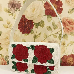 Bolso de cuentas indio hecho a mano, colorido, de lujo, artesanal étnico, con asa de baguette de cuentas de cristal, duradero, moderno, accesorio de moda de cristal - Product Image 3