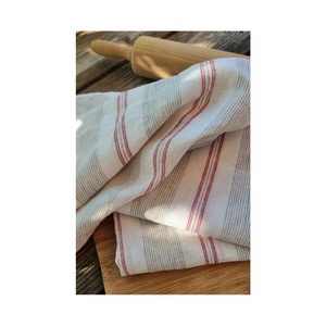 Japanese Waffle Weave <b>Kitchen</b> Towels 4pcs 40x40cm Red Striped Embroidered Bulk OEM ODM Export India - Product Image 1