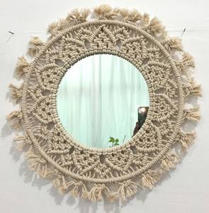 Espejo de macramé hecho a mano para colgar en la pared, marco de espejo redondo bohemio tejido para sala de estar, dormitorio, tocador, decoración de pared del hogar - Product Image 6