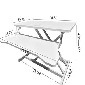 โต๊ะทำงานคอมพิวเตอร์แบบยืน-นั่ง ปรับระดับความสูงได้ พร้อมถาดวางคีย์บอร์ดแบบกว้าง รองรับจอภาพคู่ขนาด 32 นิ้ว สีขาว - Product Image 4