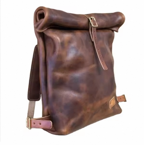 Trekking Backpack Handcrafted Oil Wax Leather Vintage Unisex Genuine Leather Hasp Solid Leather Shoulder <b>Strap</b> Hard Handle - Product Image 5