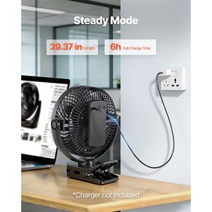 Ventilateur USB portable et rechargeable, 3 vitesses, mode de circulation avec flux d'air puissant, pince robuste, conception à clipser longue durée - Product Image 6