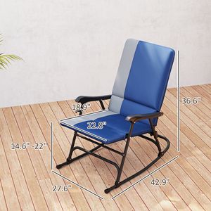 Dark Blue Set of 2 Outdoor Folding Rocking <b>Chairs</b> 400 Lbs. Capacity Wide Seat with <b>Padded</b> High Back - Product Image 3