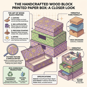 Boîtes rigides en papier imprimé à la main avec pelliculage brillant pour emballages cadeaux écologiques, rangement de bijoux, artisanat et décoration - Product Image 6