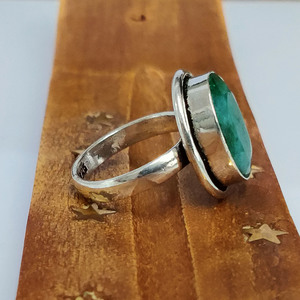 Emerald Gemstone <b>Ring</b> Handmade Green Stone Jewelry Boho <b>Statement</b> <b>Ring</b> Gift for Her - Product Image 3