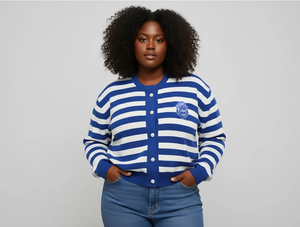 เสื้อคาร์ดิแกนอะคริลิคสำหรับฤดูหนาว Zeta Phi Beta สีน้ำเงินสำหรับผู้หญิง  งานถักแบบกรีก  ปักลายเชนิลล์  แบบสั่งทำพิเศษ OEM XLISE - Product Image 3