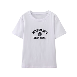 HBI 2025 T-shirt décontracté pour femme, col rond, manches courtes, coupe ample, imprimé mignon, hauts décontractés d'automne en polyester - Product Image 4