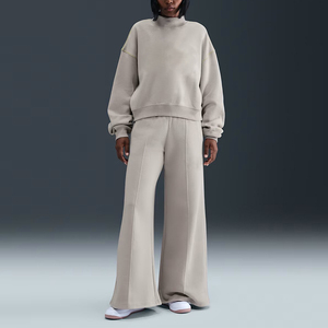 Factory Custom Logo Women's Cotton Embroidered <b>Jumper</b> Fleece Mock-neck Sweatshirt <b>Pullover</b> Women Mock Neck Sweatshirt - Product Image 3