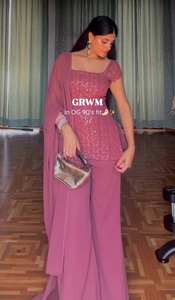 Ensemble de costume tendance de créateur, entièrement cousu, prêt-à-porter, composé d'un haut, d'un pantalon et d'un dupatta, tenue ethnique de haute qualité pour les mariages et les festivals - Product Image 2