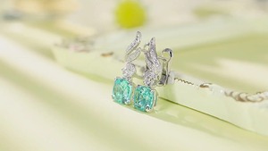 Luxury 925 <b>Silver</b> <b>Stud</b> Earrings With Blue Topaz And Diamond Halo Wing Design For Women Wedding Jewelry - Product Image 2