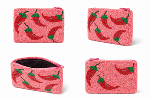 Monedero de Mujer Hecho a Mano de Alta Calidad, Portátil, de Tyvek, con Cuentas y Bordado de Chiles, Bolso Tipo Clutch, Mini Cosmetiquera - Product Image 5