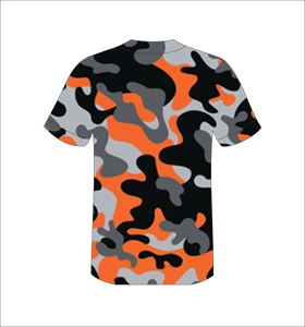 Maillot de baseball personnalisé gris orange camouflage sublimé, uniforme d'équipe boutonné, t-shirt de sport en polyester anti-humidité, OEM - Product Image 5