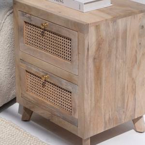 Mesa Auxiliar de Ratán con Dos Cajones Vandana Orion Lunaris, Mueble Moderno con Detalles Naturales - Product Image 4