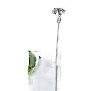 Bâtonnet à cocktail personnalisé en métal argenté en forme de palmier à prix abordable - Product Image 2