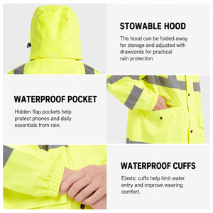 Traje de Lluvia de Seguridad Reflectante Impermeable y Protector Contra Vapores de Alta Visibilidad, Chaqueta y Pantalones para Trabajo de Rescate de Emergencia - Product Image 4