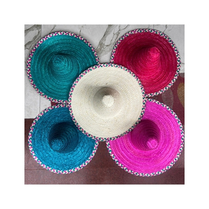 หมวกทรงโซมเบรโรสีน้ำเงินลายดอกบัว ยอดนิยม ทำจากหญ้าทะเล ถักทอด้วยมือ ลายทาง สำหรับทุกเพศ ใช้กันแดด เหมาะสำหรับชายหาด วันหยุด ท่องเที่ยว และงานเทศกาล - Product Image 6