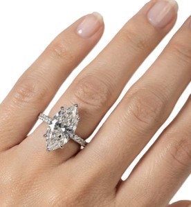 Bague de fiançailles vintage en or massif 10K 14K 18K avec 1 diamant taille marquise et 36 diamants taille rond, certifiée IGI, DEF VVS - Product Image 6