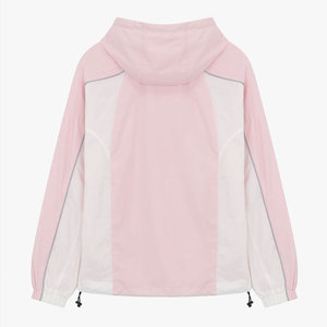Conjuntos de Chaqueta Cortavientos Rosa y Pantalones Cortos de Nailon, Personalizados al por Mayor, con Cierre y Capucha, Ligeros, para Correr - Product Image 3