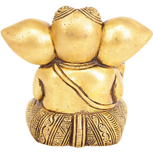 Escultura Lord Ganesha de latón hecha a mano de 4 pulgadas con orejas grandes y esculturas artesanales detalladas Categoría de producto - Product Image 2