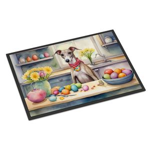 Paillasson Whippet pour la décoration de Pâques Tapis antidérapant intérieur extérieur lavable à poils bas 18H X 27W Taille d'entrée avant - Product Image 1