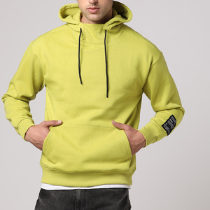 Hooded Sweatshirt Solid Color Full Sleeve Cotton Knitted With Pockets Logo On Left Sleeve Autumn Style - Product Image 4