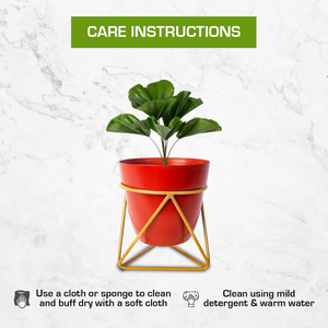 Red <b>Metal</b> Flower Planter Pot with Iron <b>Stand</b> Modern Elevated <b>Plant</b> Holder for Stylish Indoor Garden Decor - Product Image 6