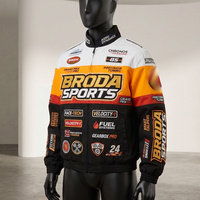 Veste de course NASCAR style unisexe personnalisée en chenille, respirante, durable, à séchage rapide, grande taille, été/hiver, vente en gros OEM