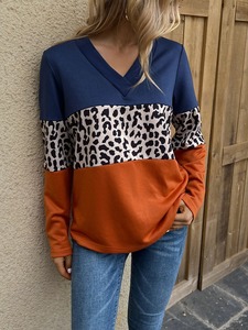 เสื้อสเวตเชิ้ตโอเวอร์ไซส์ลำลองสำหรับผู้หญิงแขนยาวสีบล็อก - Product Image 5