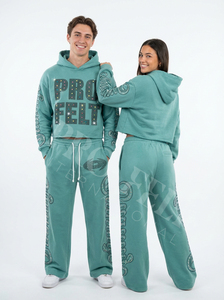 Conjunto Deportivo Unisex de Invierno, Ecológico, de Poliéster/Algodón, con Pedrería, Color Sólido, Peso Medio, Estilo Urbano, Sudadera con Cremallera y Pantalones Jogger - Product Image 4