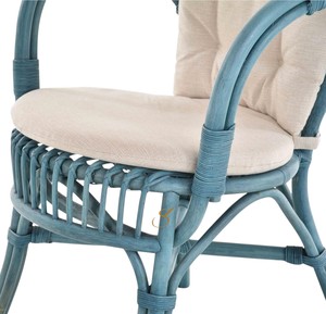 Chaise de salle à manger <span class=keywords><strong>en</strong></span> <span class=keywords><strong>rotin</strong></span> <span class=keywords><strong>bleu</strong></span> côtier avec accoudoirs, <span class=keywords><strong>fauteuil</strong></span> <span class=keywords><strong>en</strong></span> osier artisanal pour maison de plage de luxe, restaurant, café, mobilier - Product Image 6