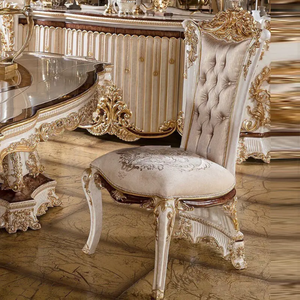 European Style Mahogany Hand Carved Antique Dining <b>Table</b> Furniture with <b>Buffet</b> Mirror and Display Cabinet for Large Villa & Home - Product Image 6