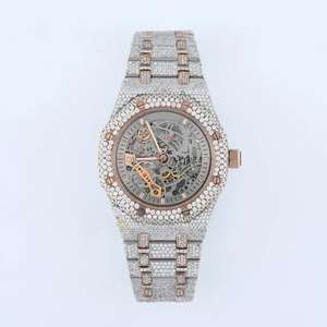 Customized VVS Moissanite Automatic Watch for <b>Men</b> 41mm mechanical Skelton Luxury VVS Diamond Watch for Ultimate Luxury Wholesale - Product Image 3