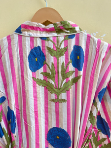Bata Kimono de Algodón 100% Tejido con Estampado de Dibujos Animados para Mujer, Camisón de Verano Hecho a Mano, Cuello en V, Cintura Elástica, Largo hasta la Rodilla, Suave - Product Image 4