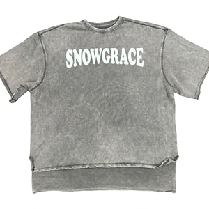 Snowgrace Men's Oversized Cotton/Bamboo Fiber Solid Short Sleeve Street Style Washed Jersey O-Neck T-<b>Shirt</b> - Product Image 1