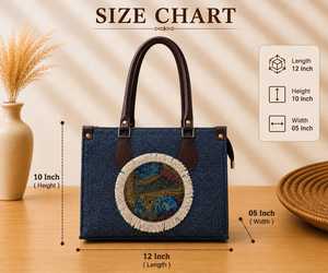 กระเป๋าโท้ทผ้าเดนิมสไตล์โบฮีเมียน ลายปักตกแต่ง ขนาด 12x10x5 นิ้ว สำหรับผู้หญิง ใช้งานได้ทุกวัน กันน้ำ จุของได้เยอะ มีซิป - Product Image 2