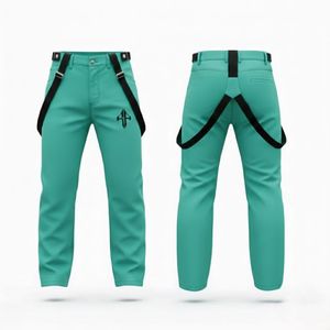 Pantalon de ski pour homme personnalisé, 2026, 100% polyester, tissu uni teint, imperméable 10 000 mm, isolation polaire 240g, fermeture auto-agrippante - Product Image 2