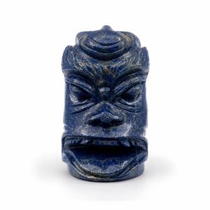 Máscara Tiki de Lapislázuli Azul Tallada a Mano, Escultura Decorativa de Piedra Preciosa para Decoración del Hogar, Figura Espiritual Guardiana - Product Image 2