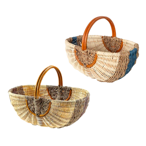 ตะกร้าหวายธรรมชาติปรับแต่งได้ ตะกร้าปิกนิก ตะกร้าเก็บผลไม้ ใช้สำหรับปิกนิกและใช้ในบ้าน งานฝีมือเวียดนาม - Product Image 1