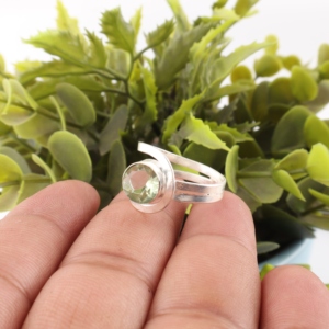 Handmade Designer Green <b>Amethyst</b> Gemstone <b>Silver</b> Plated Luxury <b>Ring</b> for Unisex Gift for Weddings & Anniversaries - Product Image 3
