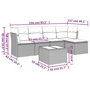 Conjunto de Sofá de Jardín de Ratán PE Negro con Elementos de Acero con Recubrimiento en Polvo y Vidrio Templado - Product Image 3