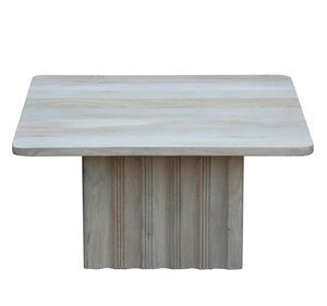 Mesa de Centro Moderna de Lujo, Fabricada en Madera de Mango Sólida, con Base Cuadrada Escalonada y Acabado Natural - Product Image 4